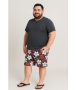 Short Estampado Tactel Elastano Extra Grande Bermuda Bordo